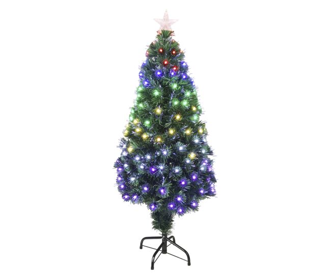 árvore de natal de fibra ótica com 135 luzes led brancas quentes e 8 funções.