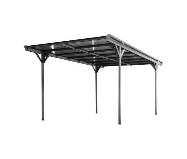 Cobertura para carro de alumínio e policarbonato 15m², born, antracite, 298.5x74x17 cm