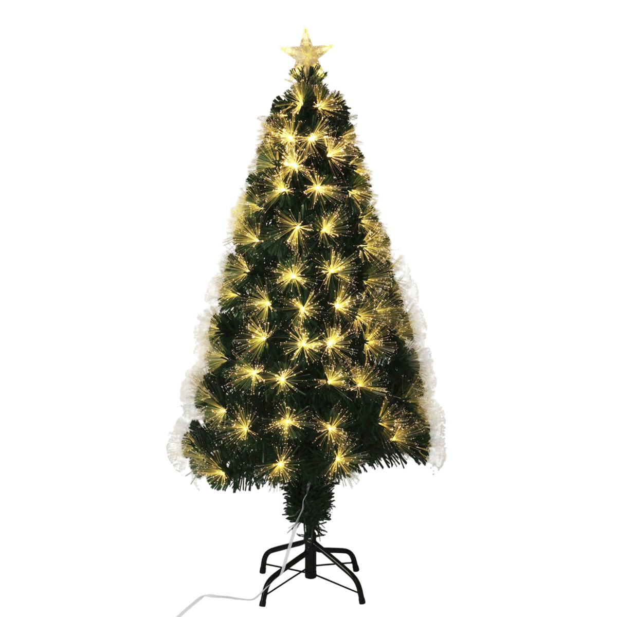 árvore de natal de fibra ótica, com 130 luzes led de cor quente e uma estrela.