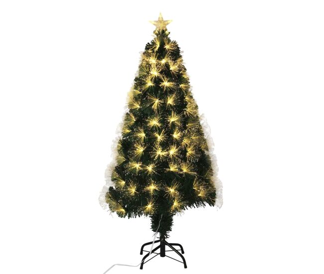 árvore de natal de fibra ótica, com 130 luzes led de cor quente e uma estrela.