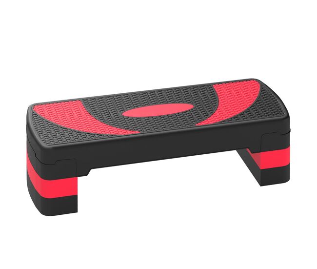 Homcom step para exercício aeróbico plataforma step com altura ajustável em 3 níveis com carga máxima 150kg para exercício em academia casa 80x31x10-20 cm rouge e noir
