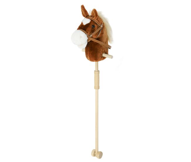 Aiyaplay cavalo com pau de madeira sons e rodas cavalo de brinquedo 95x25x27 cm castanho