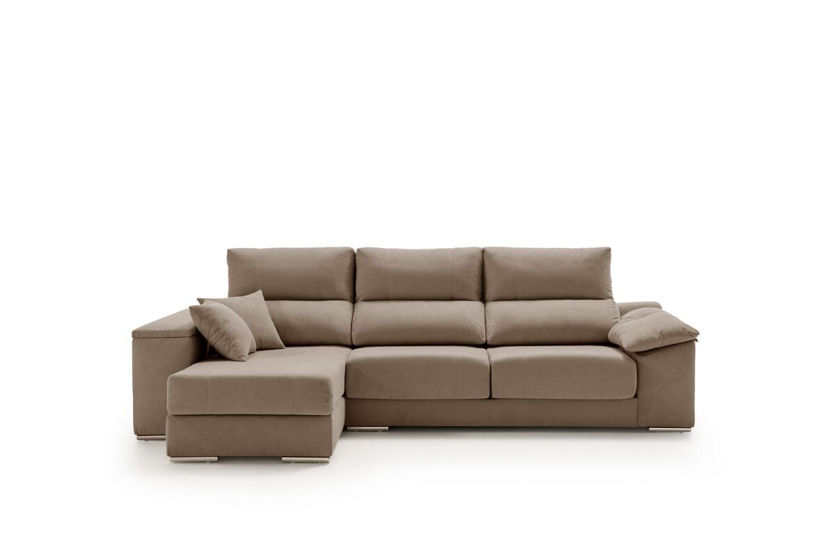 Sofá Chaise Longue Corsa em tecido resistente a manchas, cor Marengo (lado esquerdo)