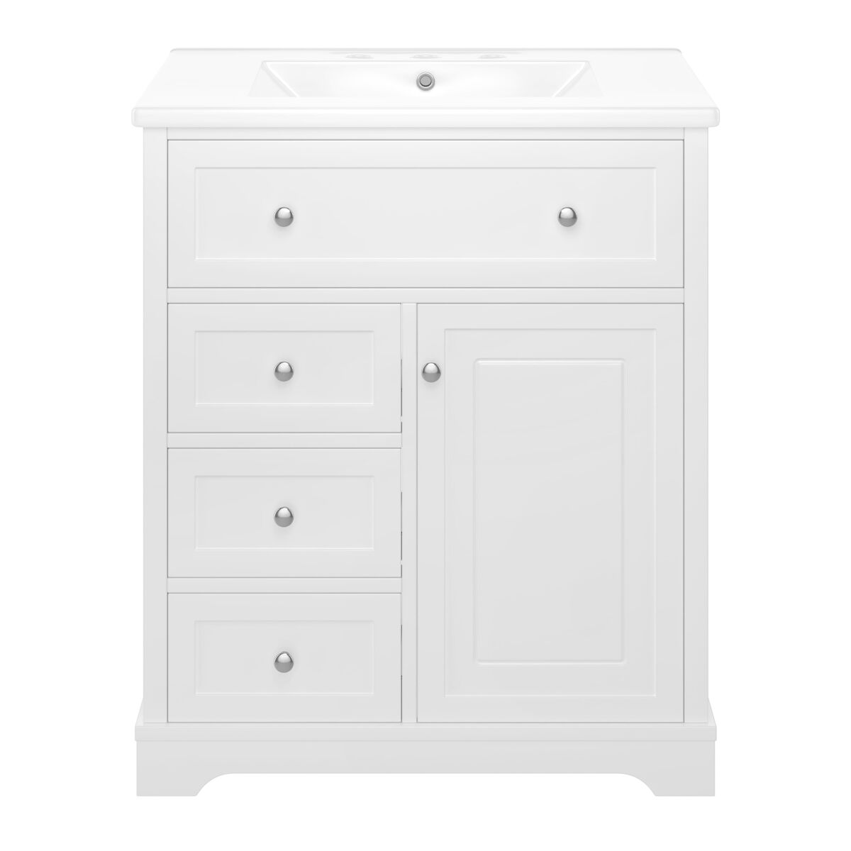 Móvel de casa de banho 76x46x87 cm - com lavatório, acabamento resistente à humidade, sistema de fecho suave, branco