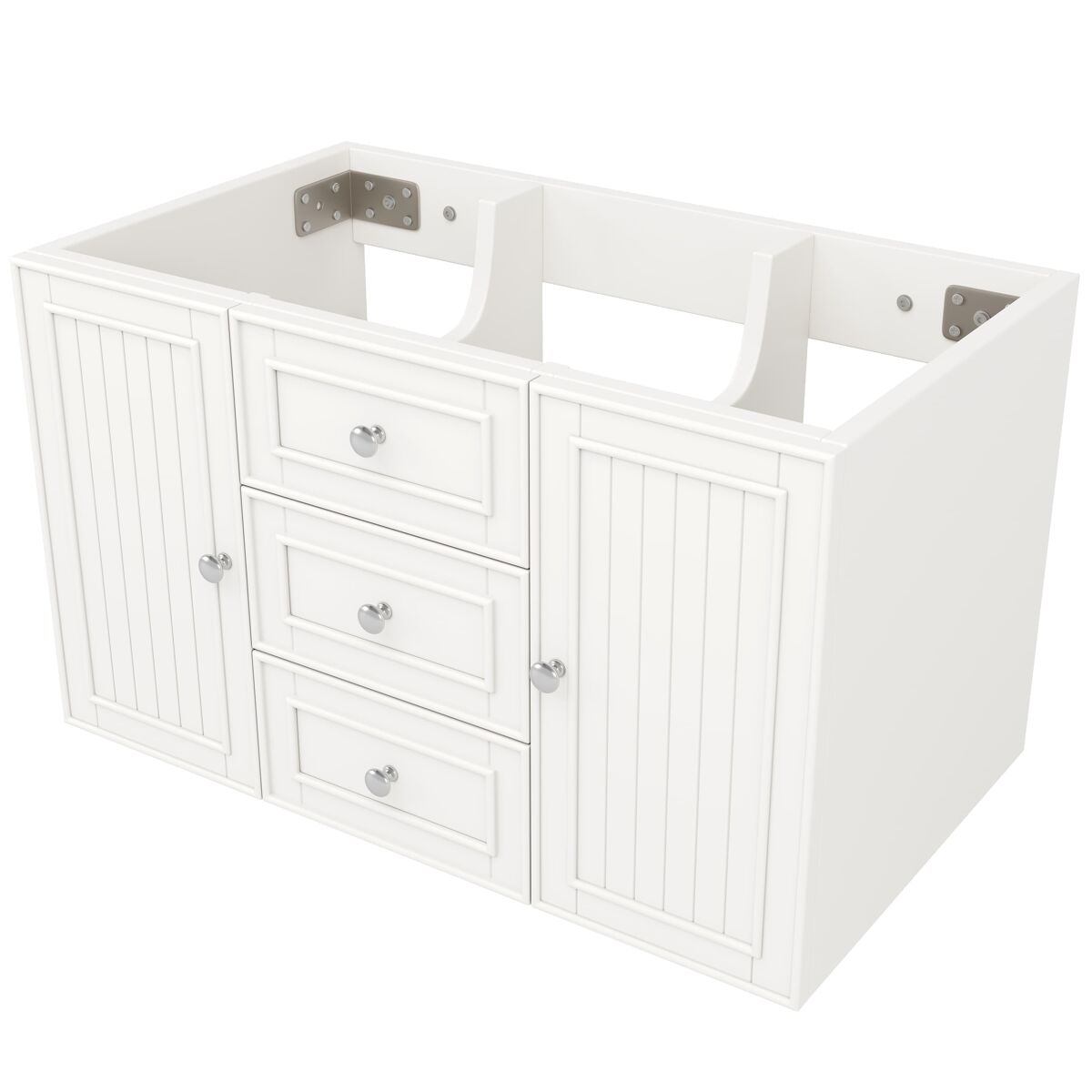Móvel de casa de banho suspenso 78,5 x 46 x 46,8 cm - 3 gavetas, muito espaço de arrumação - branco