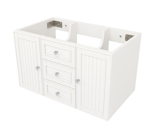 Móvel de casa de banho suspenso 78,5 x 46 x 46,8 cm - 3 gavetas, muito espaço de arrumação - branco