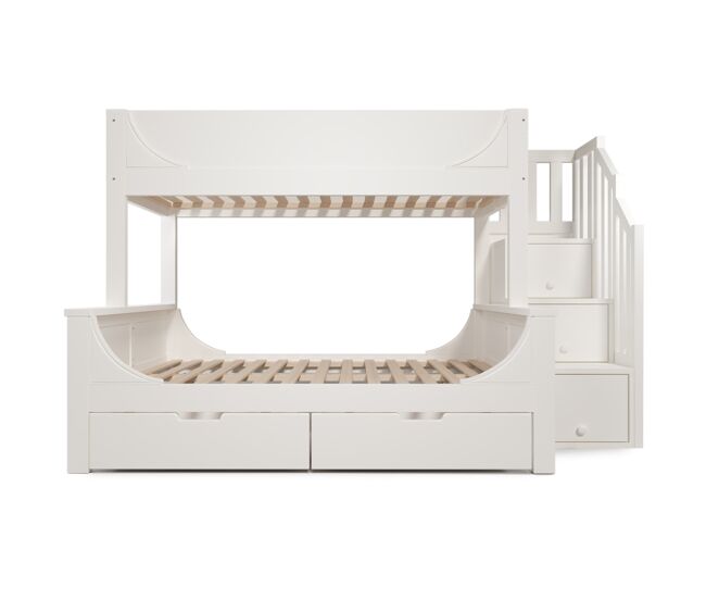 Beliche 90x200cm & 140x200cm - design elegante com escadas, proteção contra quedas, branco