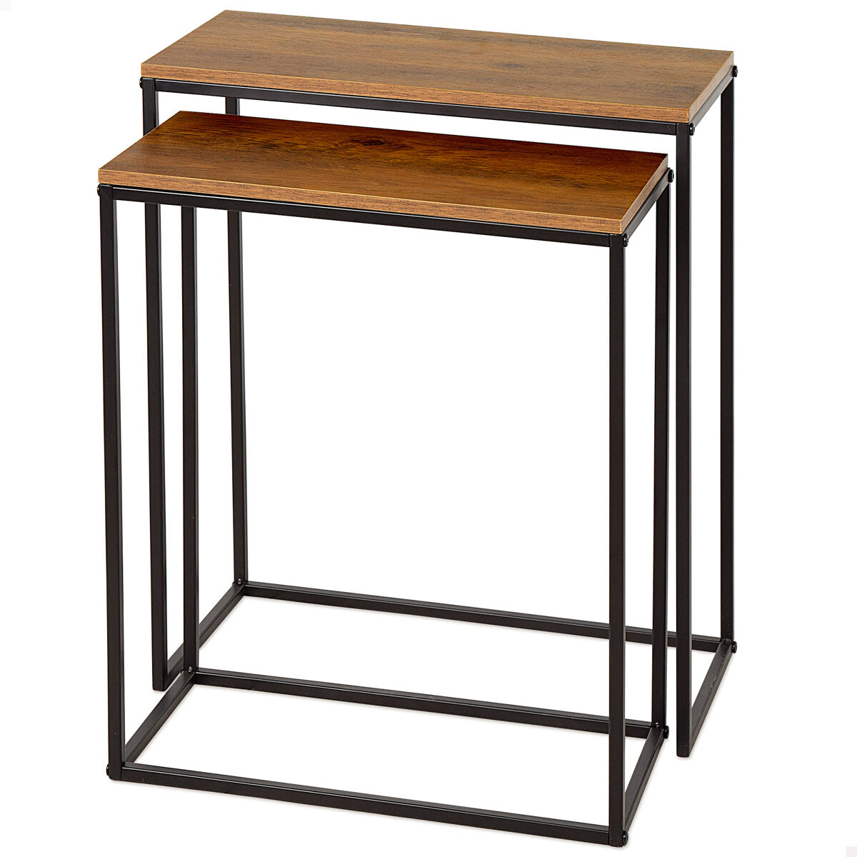 Max Home Conjunto 2 mesas de apoio em metal e madeira 50x25