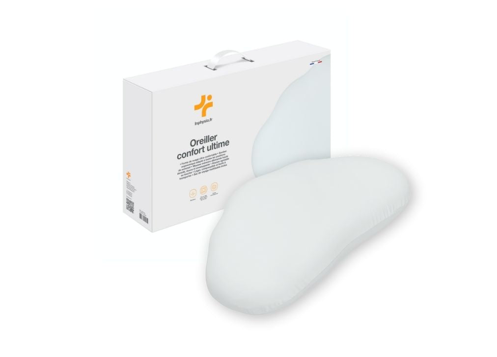 Almofada ergonómica de espuma viscoelástica confort ultime ultra macia com suporte cervical e bolsa de viagem incluída