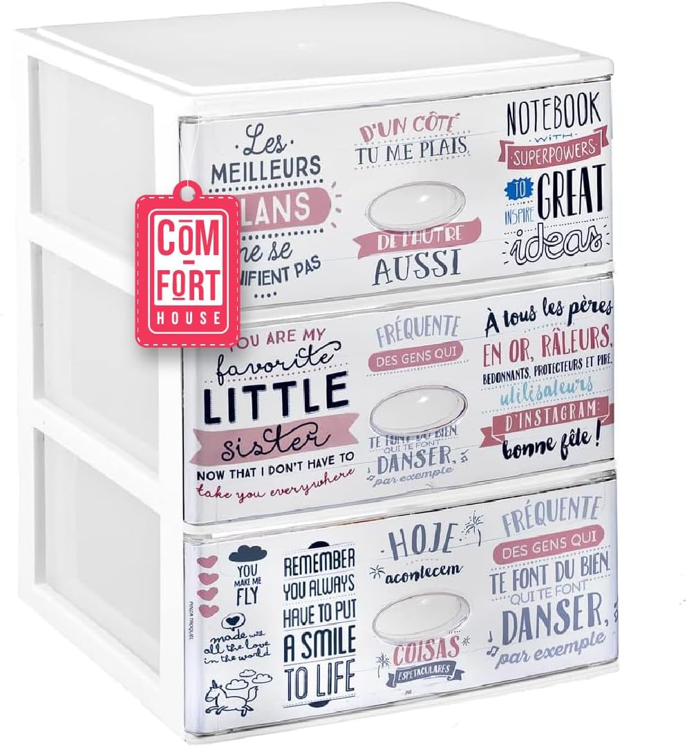 Gaveteiro Empilhável de Plástico Efeito Cristal | Modelo Textos