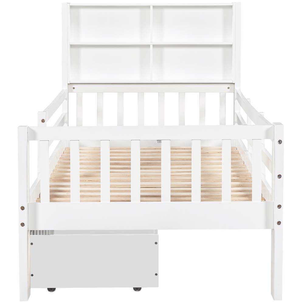 Cama infantil 90x200 - multifuncional com gavetas e quadro - branca