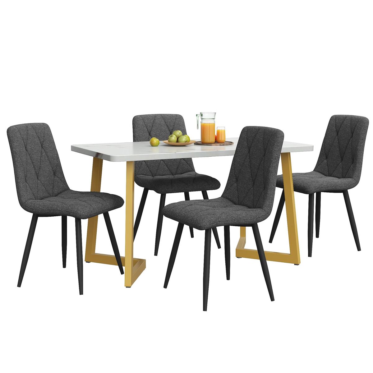 Conjunto de sala de jantar 117x68cm - mesa retangular moderna com 4 cadeiras - cinza
