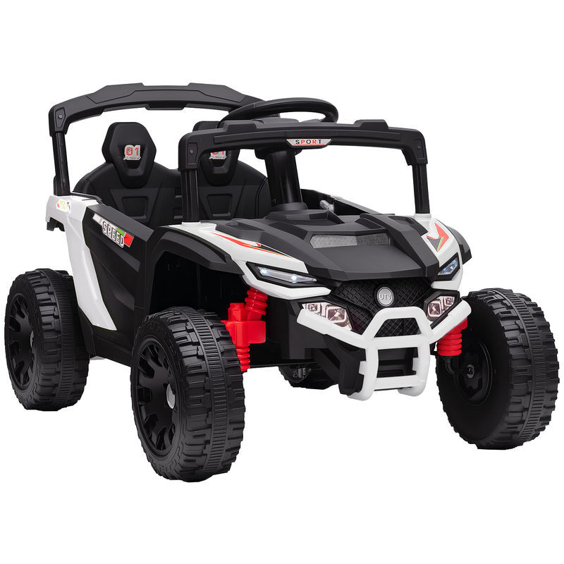 Aiyaplay carro électrique para enfants 12v carro a bateria utv com 2 motores controlo remoto 2,4g suspensão traseira faróis música para enfants acima de 3 anos 88x57,5x55,5 cm blanc
