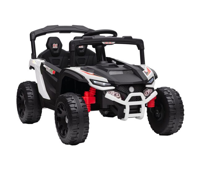 Aiyaplay carro électrique para enfants 12v carro a bateria utv com 2 motores controlo remoto 2,4g suspensão traseira faróis música para enfants acima de 3 anos 88x57,5x55,5 cm blanc