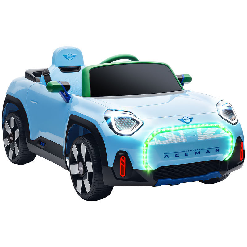 Aiyaplay carro électrique para enfants acima de 3 anos mini concept aceman carro a bateria 12v com bluetooth controlo remoto 2,4g motor duplo suspensão traseira faróis música usb 109x63x46 cm bleu