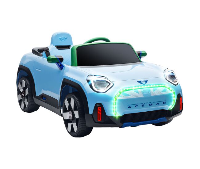 Aiyaplay carro électrique para enfants acima de 3 anos mini concept aceman carro a bateria 12v com bluetooth controlo remoto 2,4g motor duplo suspensão traseira faróis música usb 109x63x46 cm bleu