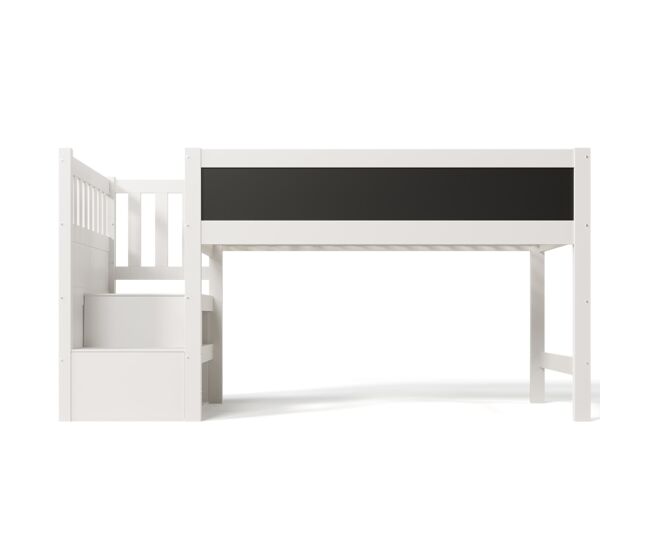 Cama alta infantil 90x200 cm - com quadro, arrumação e proteção contra quedas - branca