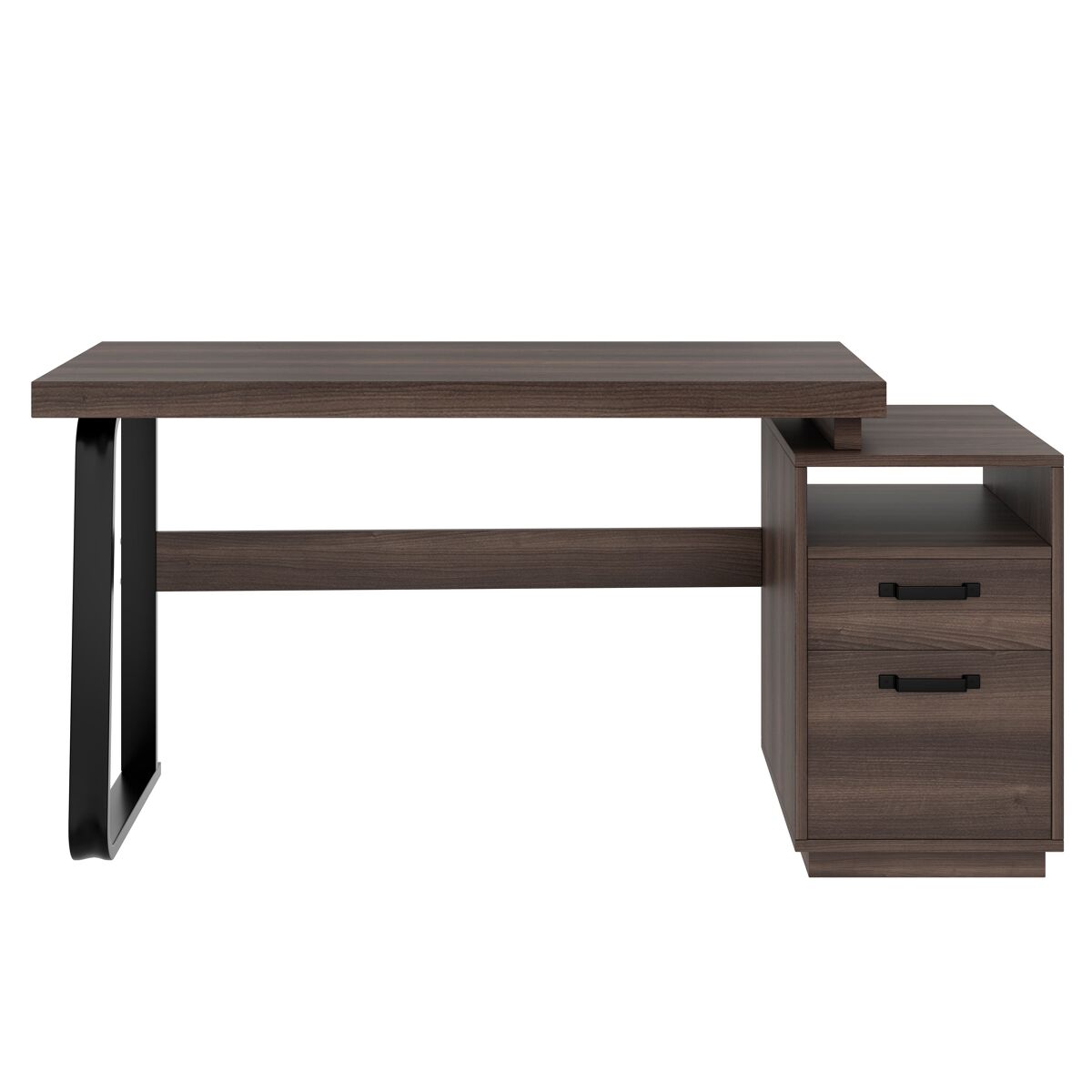 Secretária moderna 135x54 cm - design minimalista, com arrumação multifuncional - castanho