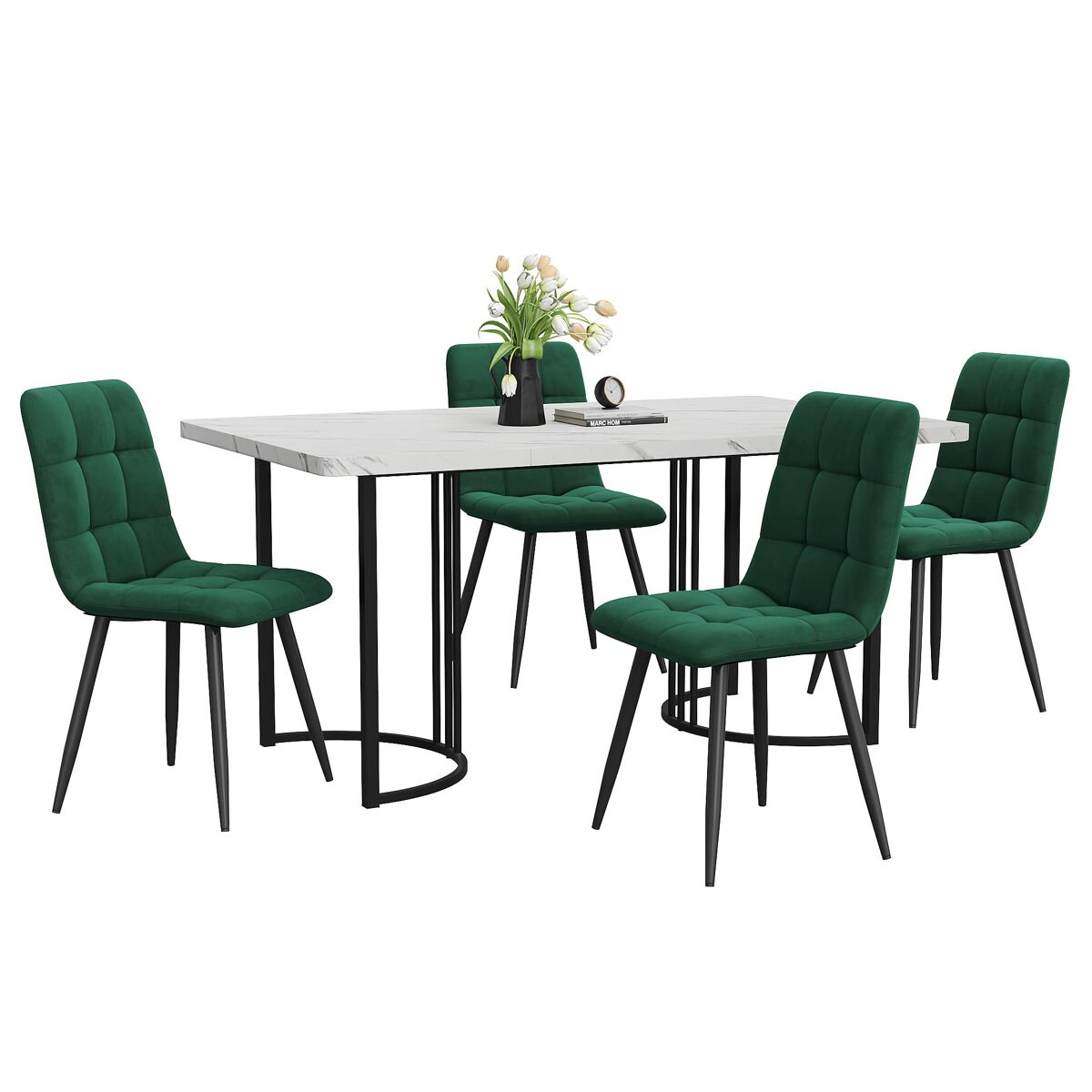 Conjunto de mesas e cadeiras de sala de jantar 140x80 Verde
