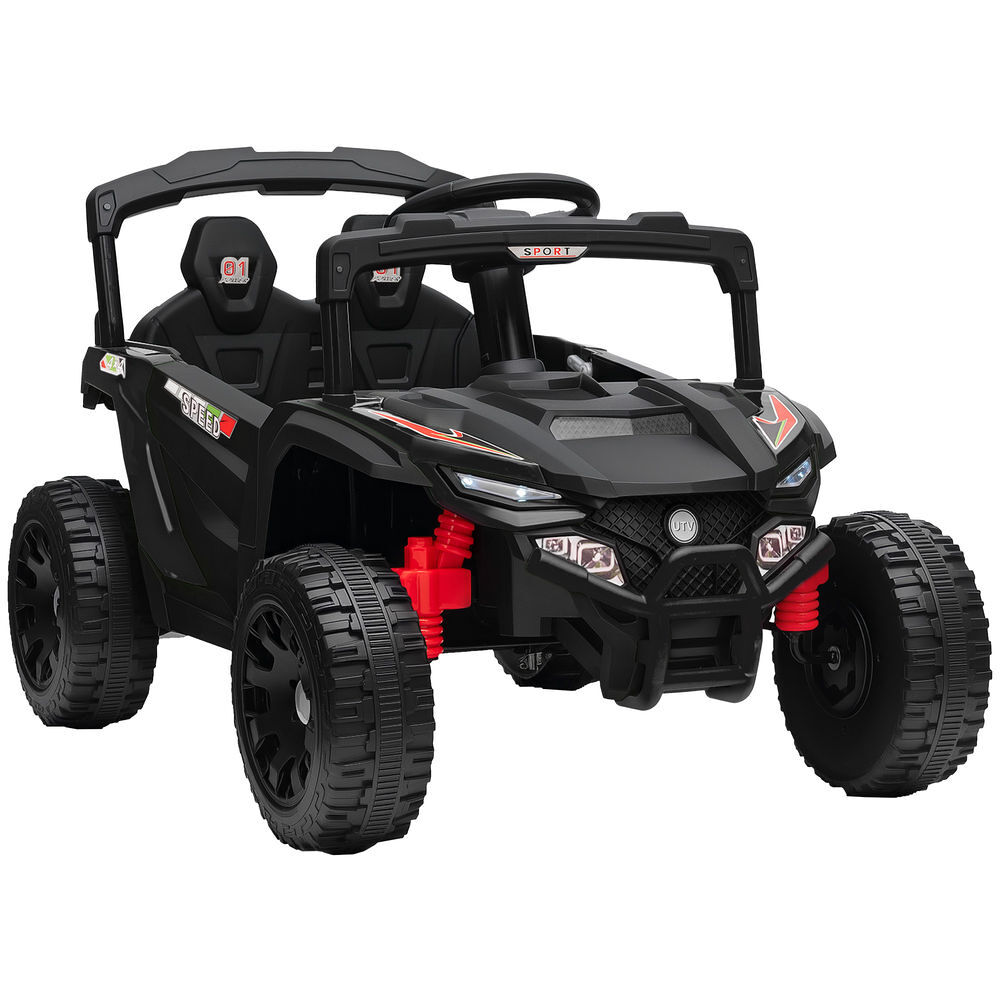 Aiyaplay carro électrique para enfants 12v carro a bateria utv com 2 motores controlo remoto 2,4g suspensão traseira faróis música para enfants acima de 3 anos 88x57,5x55,5 cm noir