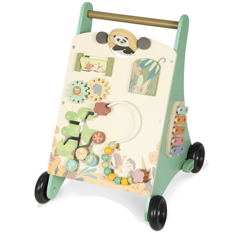 Aiyaplay andador de madeira para bebé centro de atividades de aprendizagem montessori com controlo de velocidade com xilofone engrenagens labirinto contas para enfants a partir de 18 meses 33,5x36x46,8 cm verde