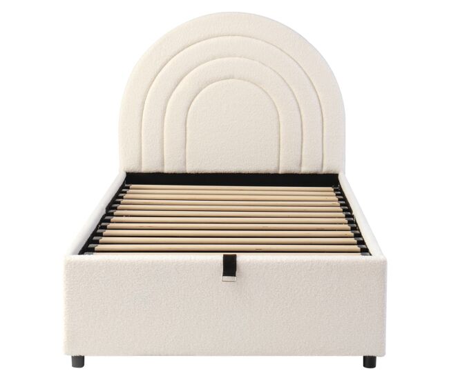Cama estofada 90x200 - com cabeceira, madeira, fácil montagem, para jovens e adultos - bege