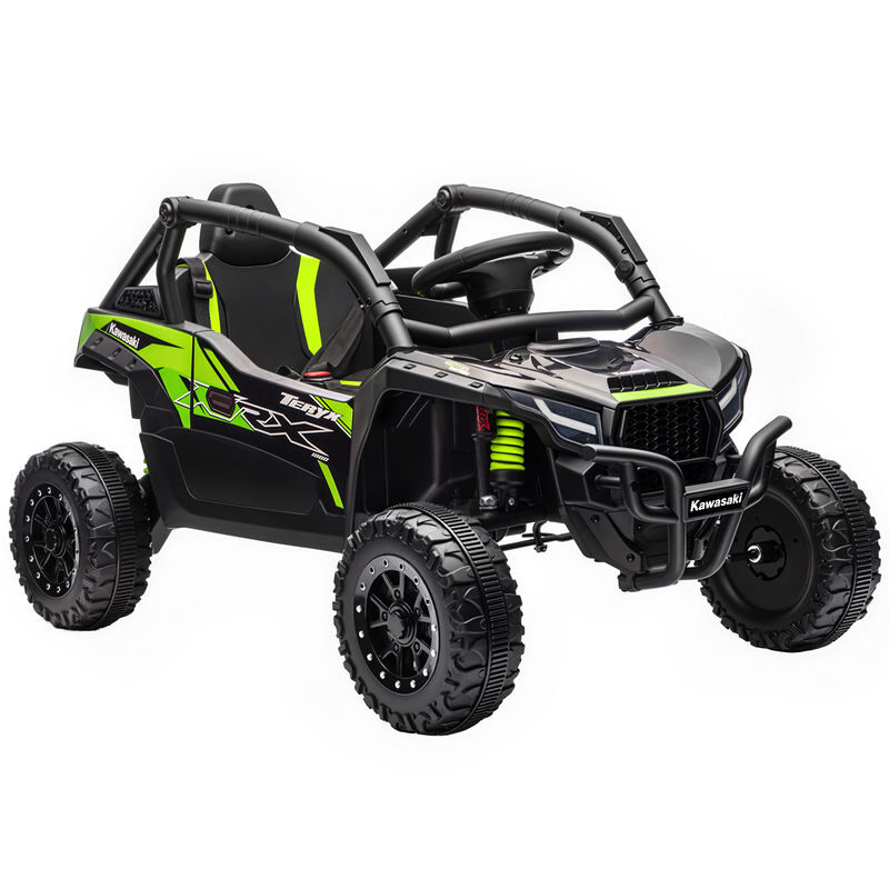 Aiyaplay carro électrique para enfants 12v kawasaki teryx krx 1000 carro a bateria utv com 2 motores controlo remoto 2,4g suspensão traseira faróis usb para enfants acima de 3 anos 100x64x56 cm noir