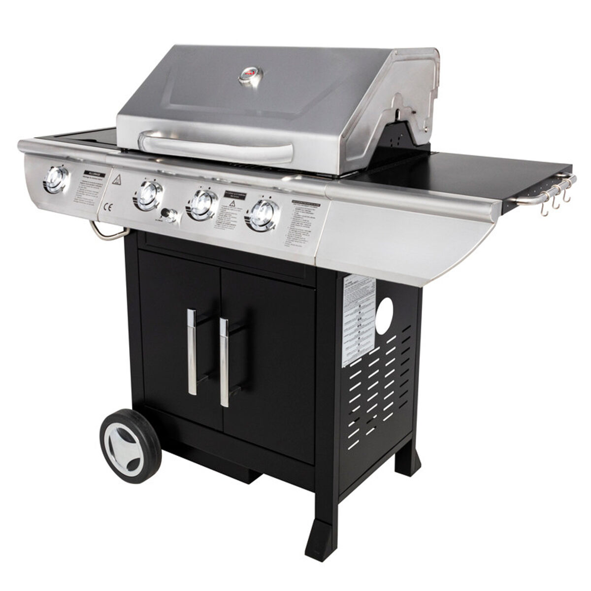 Churrasqueira a gás com tampa e carrinho