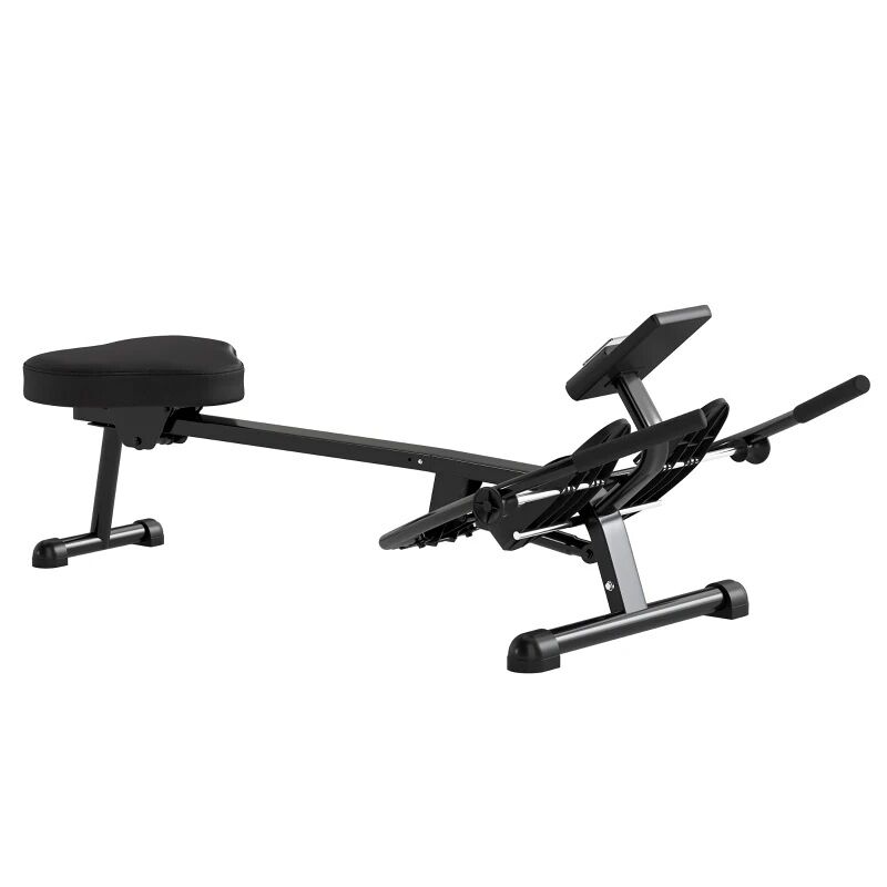 Sportnow máquina de remo para casa 12 níveis de resistência hidráulica máquina de remo com ecrã lcd para treino de fitness em casa ou ginásio capacidade 130 kg preto