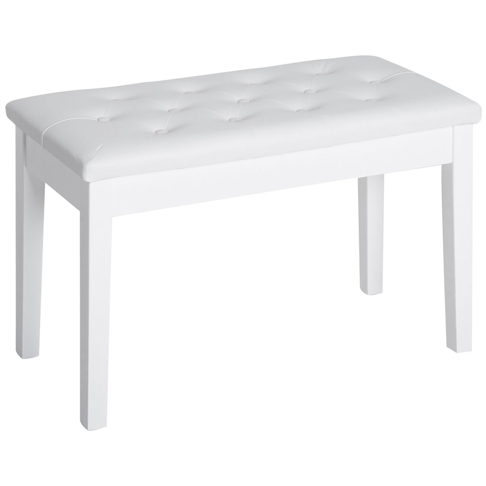 Homcom banco de piano banco para piano com espaço de armazenamento assento de couro sintético acolchoado carga máxima 200 kg 76x36x50 cm blanc