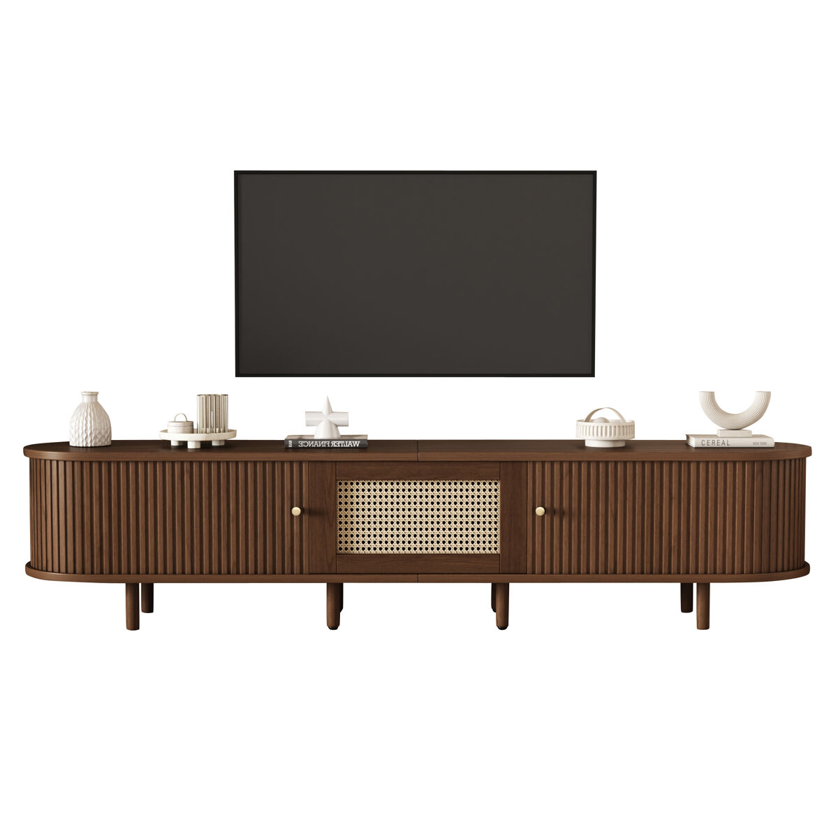 Móvel de tv 180 cm de mdf com 2 portas,noz