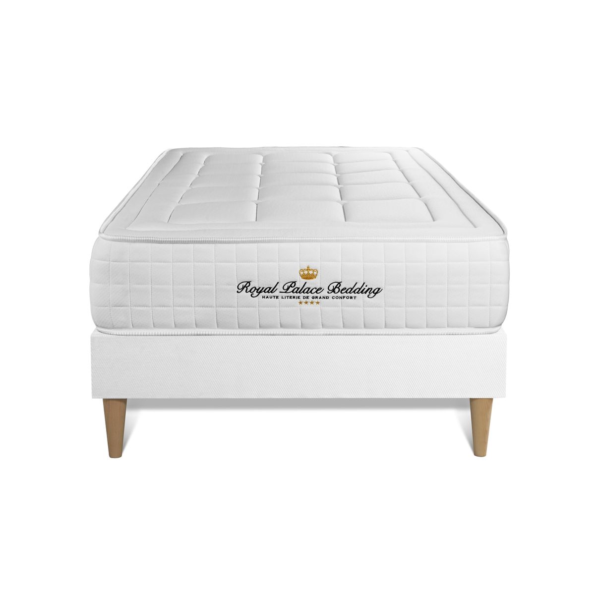 Conjunto de estrado branco + colchão royal palace bedding balmoral (90x200 cm - espuma viscoelástica- altura: 24 cm)