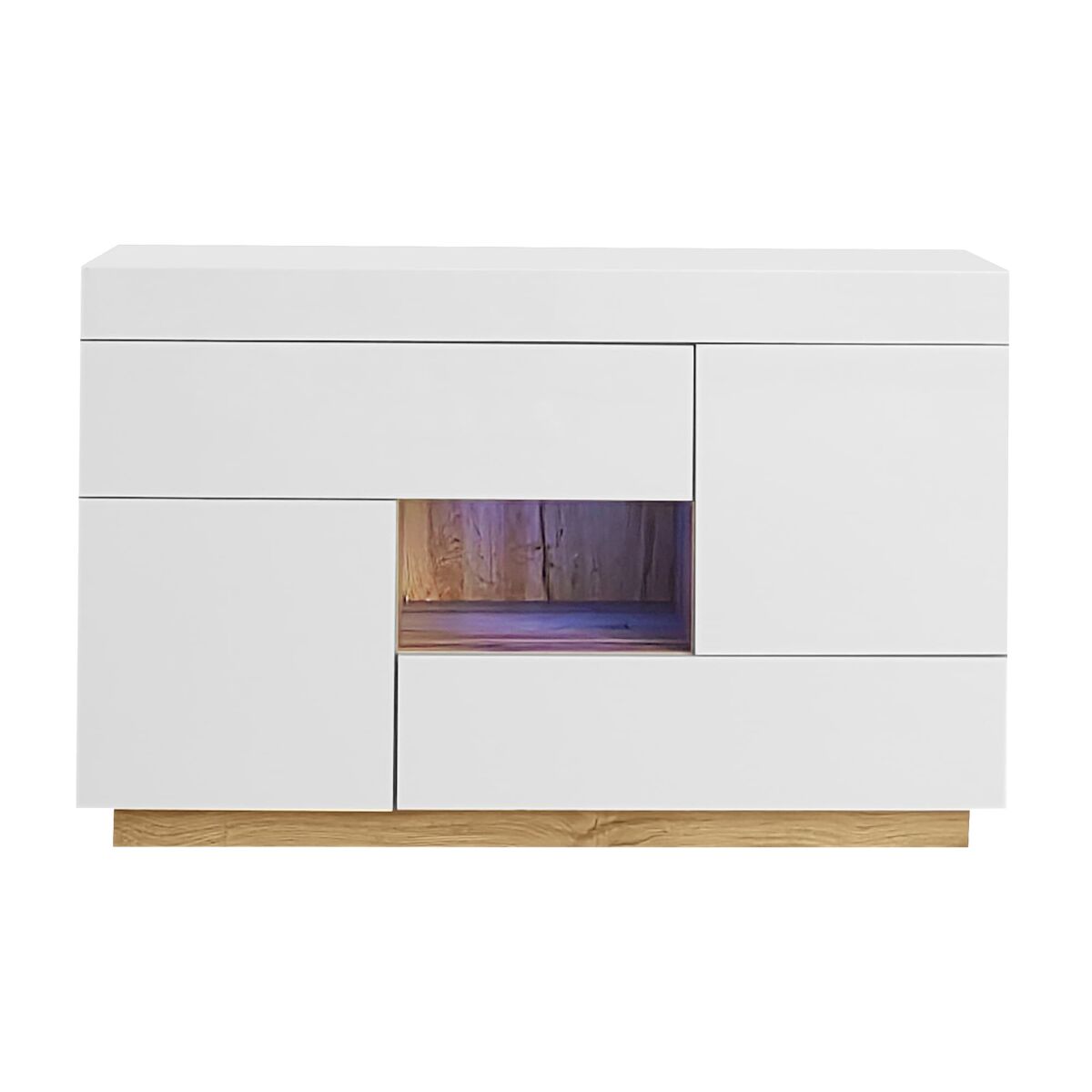 Aparador alto brilho - com vitrines, gavetas e iluminação led multicolorida