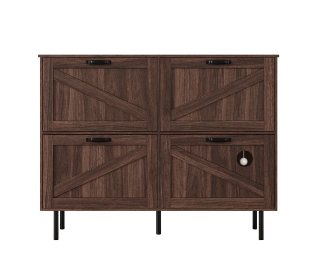 Sapateira estreita com 3 portas - estante para brinquedos de animais de estimação, estante para sapatos, para corredor - nogueira natural