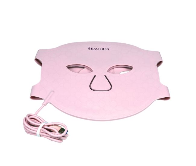 Beautifly máscara facial led reafirmante anti-rugas aura glam pro rosa recargável