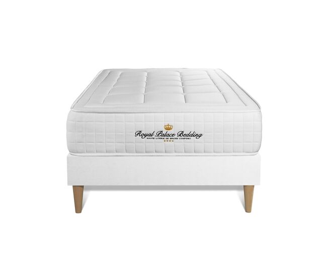 Conjunto de estrado branco + colchão royal palace bedding balmoral (90x190 cm - espuma viscoelástica- altura: 24 cm)