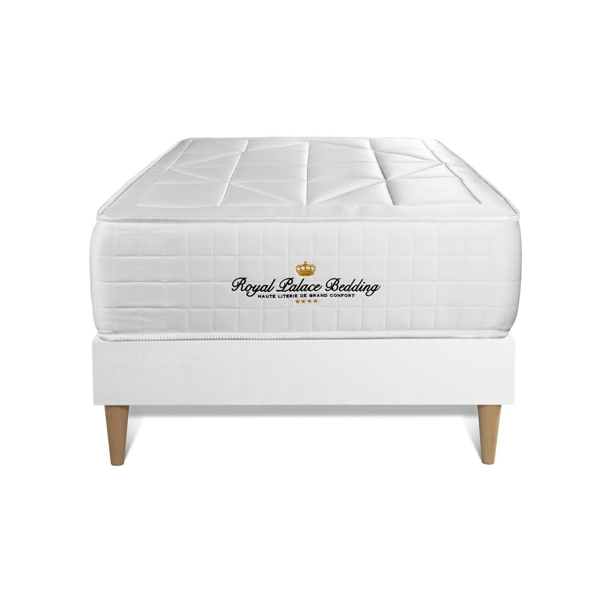 Conjunto de estrado branco + colchão royal palace bedding windsor (90x200 cm - viscoelástica y molas ensacadas- altura: 26 cm)