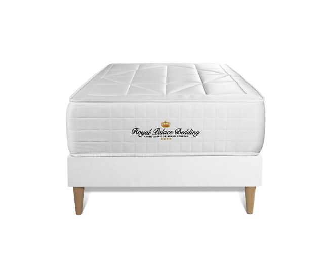 Conjunto de estrado branco + colchão royal palace bedding windsor (90x200 cm - viscoelástica y molas ensacadas- altura: 26 cm)