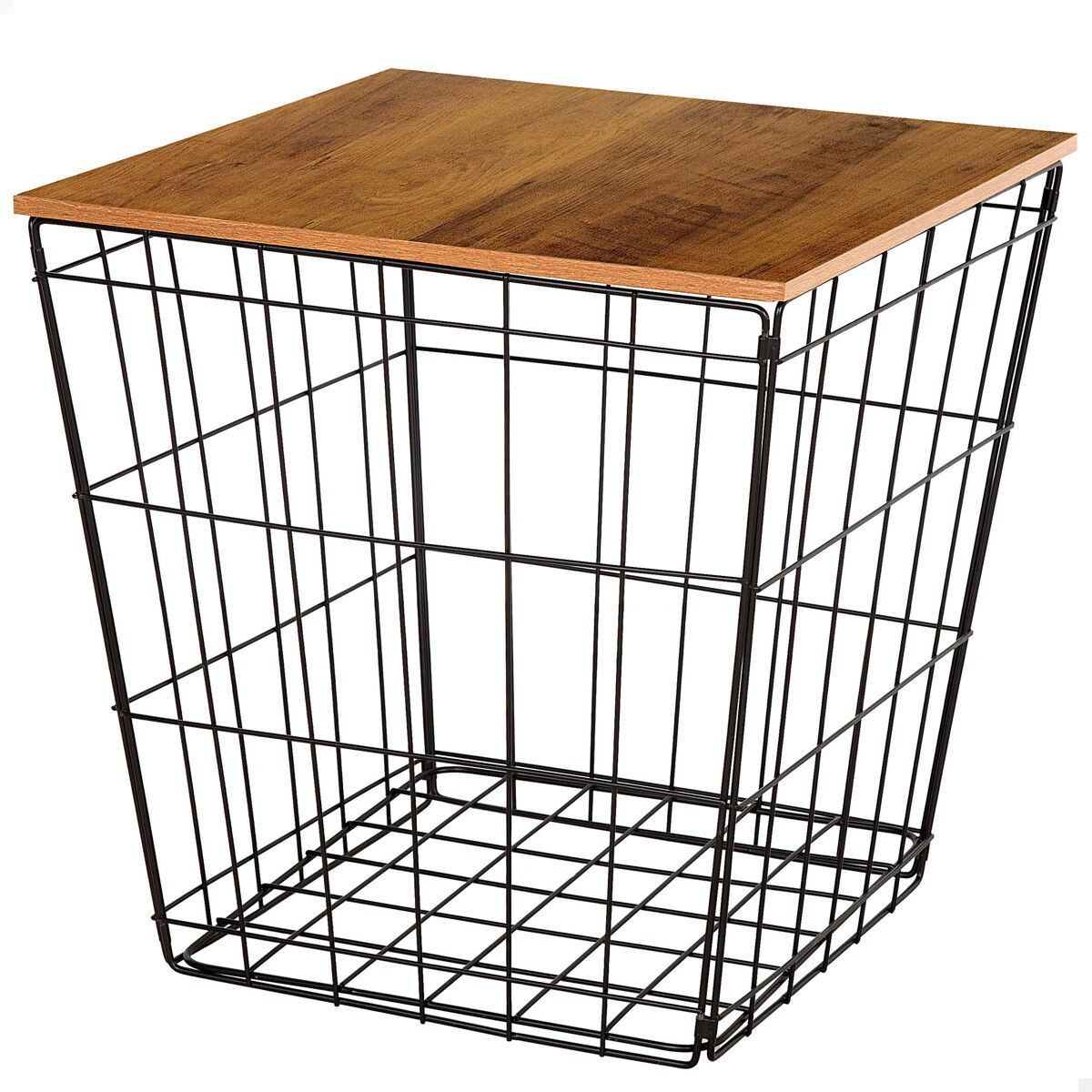 Max Home Mesa de apoio de madeira e metal com arrumação 40x40