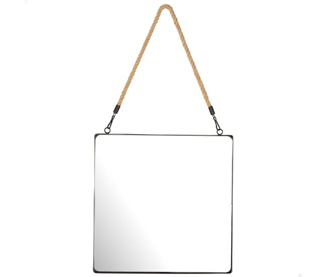 Max home espelho de parede quadrado 40x40 cm com moldura metálica e corda