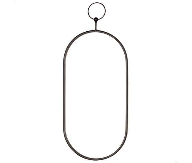 Max home espelho de parede oval 25x50 cm com moldura e ganchos metálicos