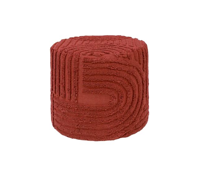 Pufe redondo boucle tufado, nuba, terracota, 43x43x37 cm
