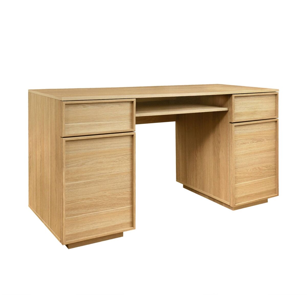 Escritório efeito madeira 2 portas 2 gavetas e 1 nicho, 140cm, kuba, natural, 140x55x77 cm