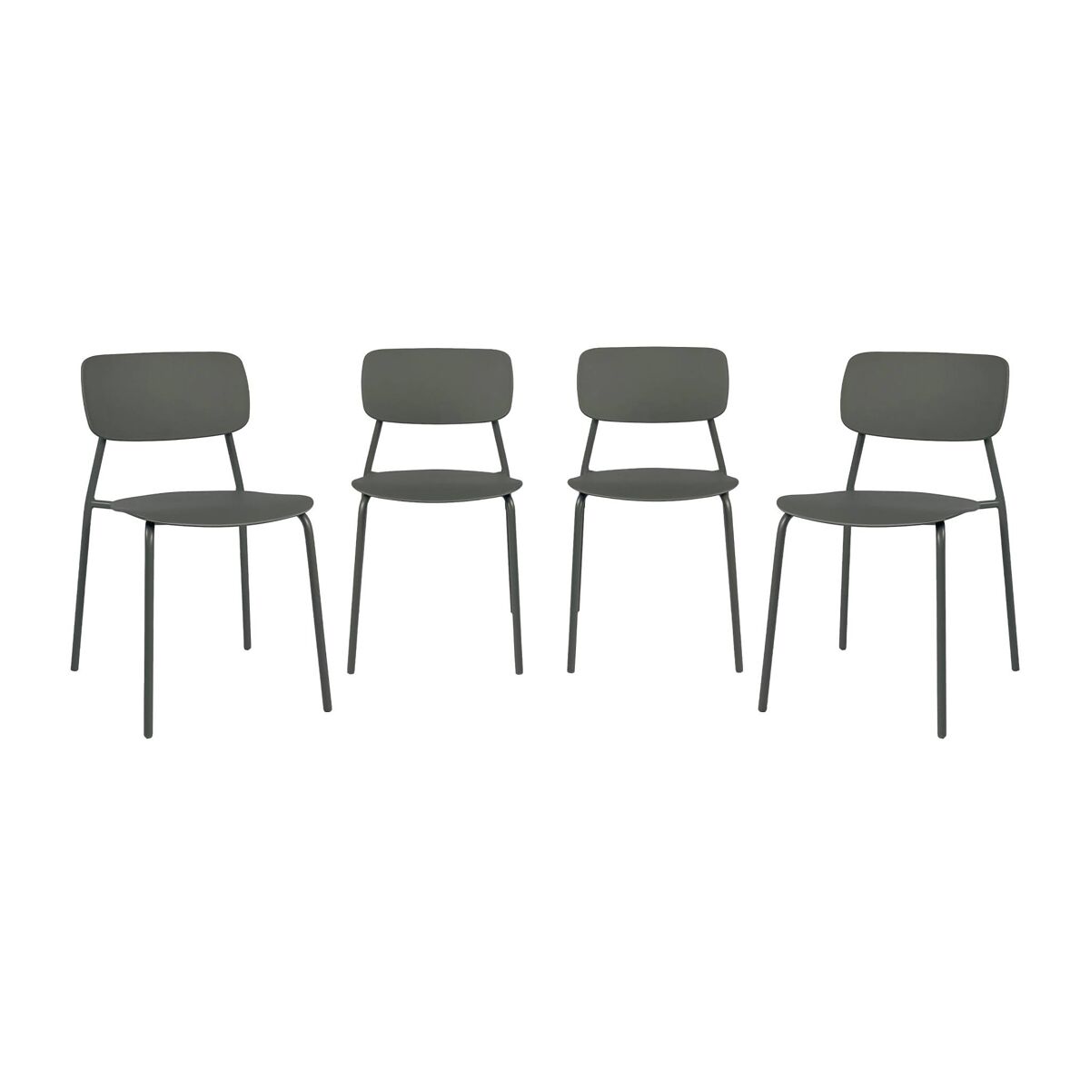 Cadeira de jardim empilhável em acier, set de 4, liva, verde caqui, 49x44x78.5 cm
