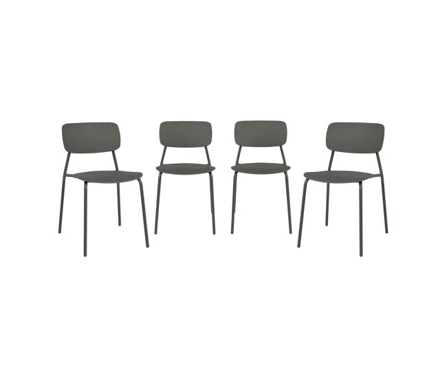 Cadeira de jardim empilhável em acier, set de 4, liva, verde caqui, 49x44x78.5 cm