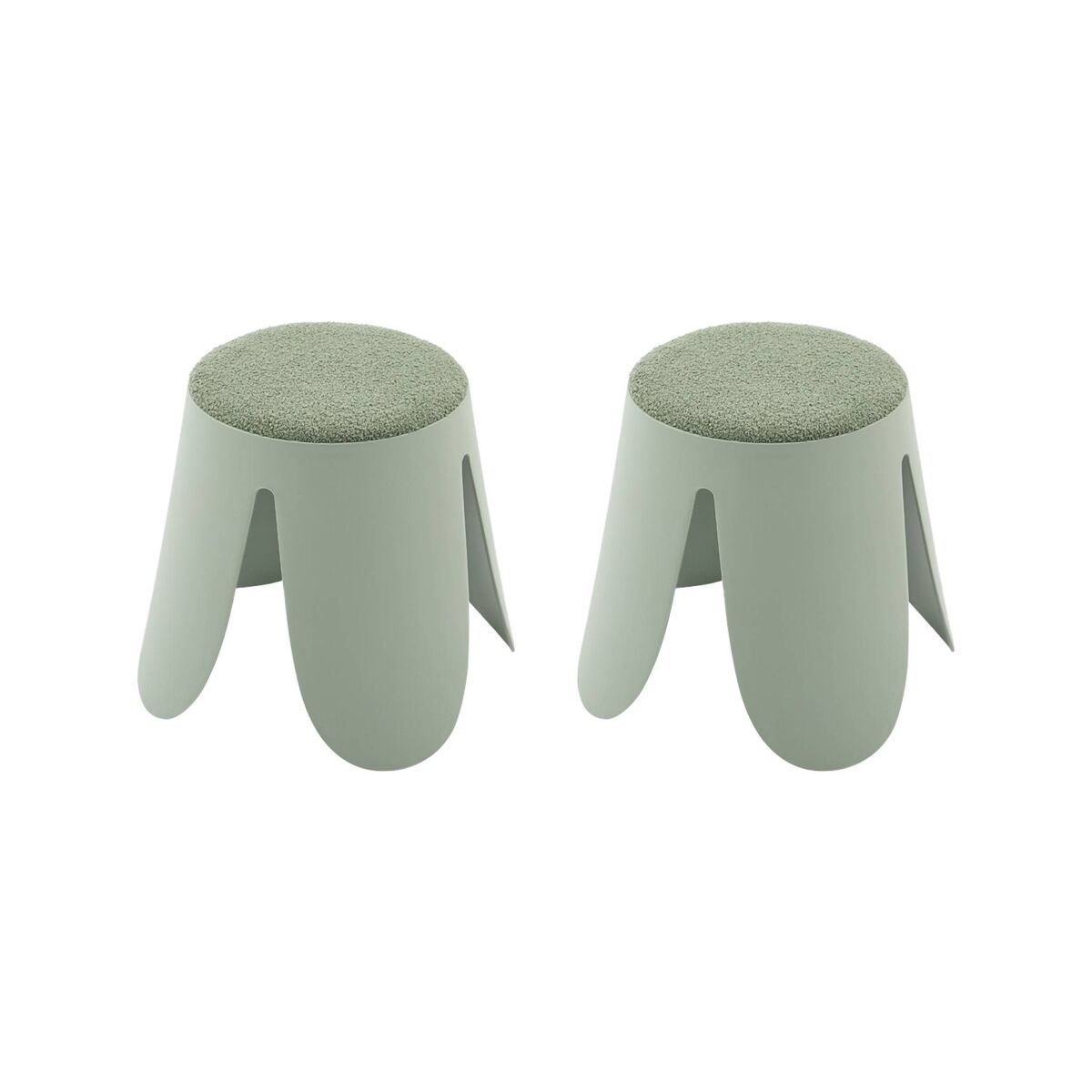Banco empilhável infantil boucle texturizado, set de 2, niki kids, verde celadon, 25x25x31 cm