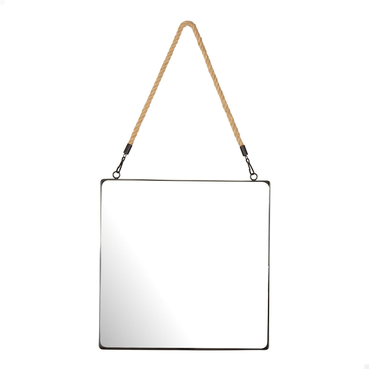 Max home espelho de parede quadrado 30x30 cm com moldura metálica e corda
