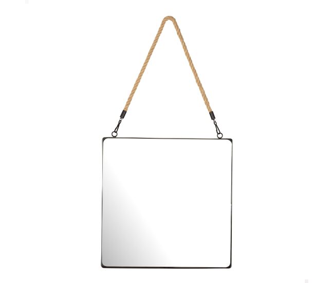 Max home espelho de parede quadrado 30x30 cm com moldura metálica e corda