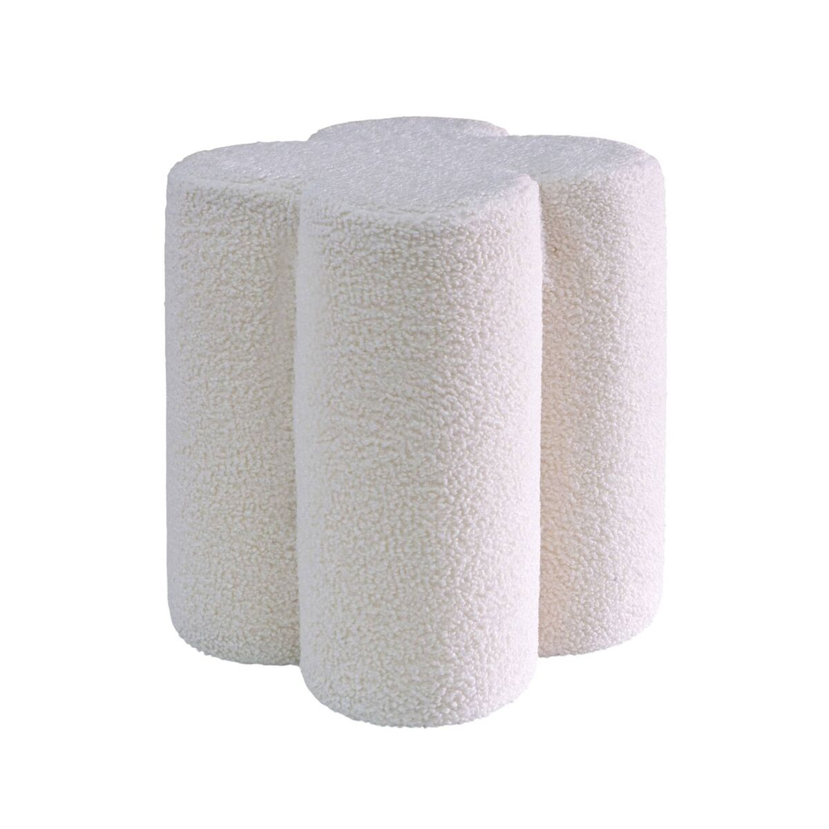 Pufe banqueta trevo bouclé, clover, blanc, 38x38x40 cm