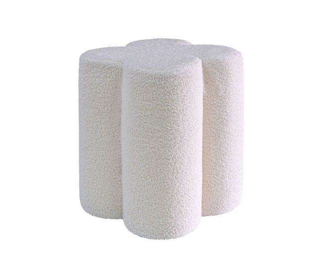 Pufe banqueta trevo bouclé, clover, blanc, 38x38x40 cm